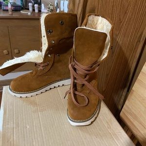 Faux suede and fur ladies boots.